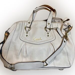 COACH ASHLEY BONE LEATHER SATCHEL PURSE #F15447